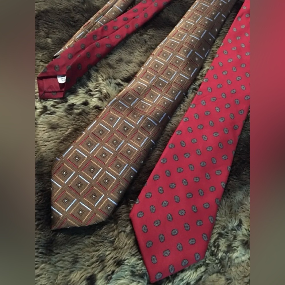 Lot of 2 Neckties GEORGE MARTIN & BOSTON Harbor Silk Ties Professional Attire!